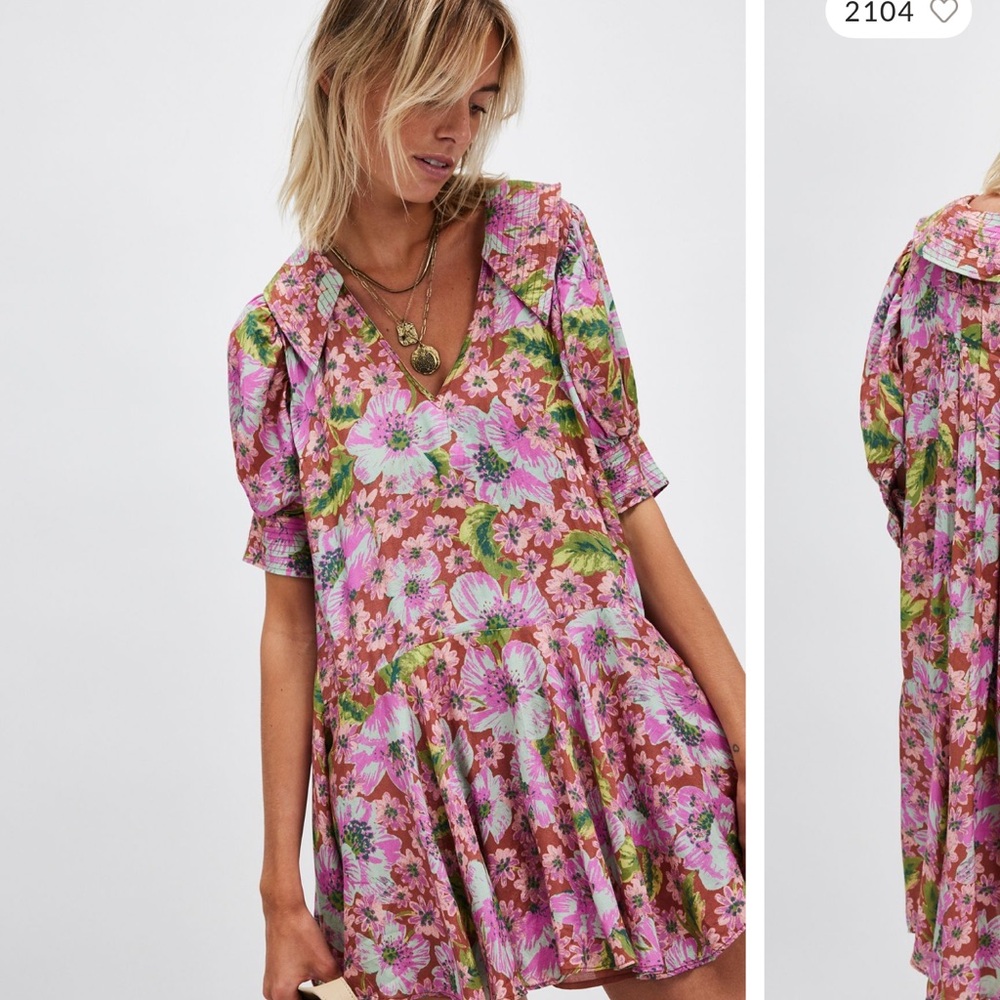 Free People Brown Sundress Sleeveless Flutter Sleeve